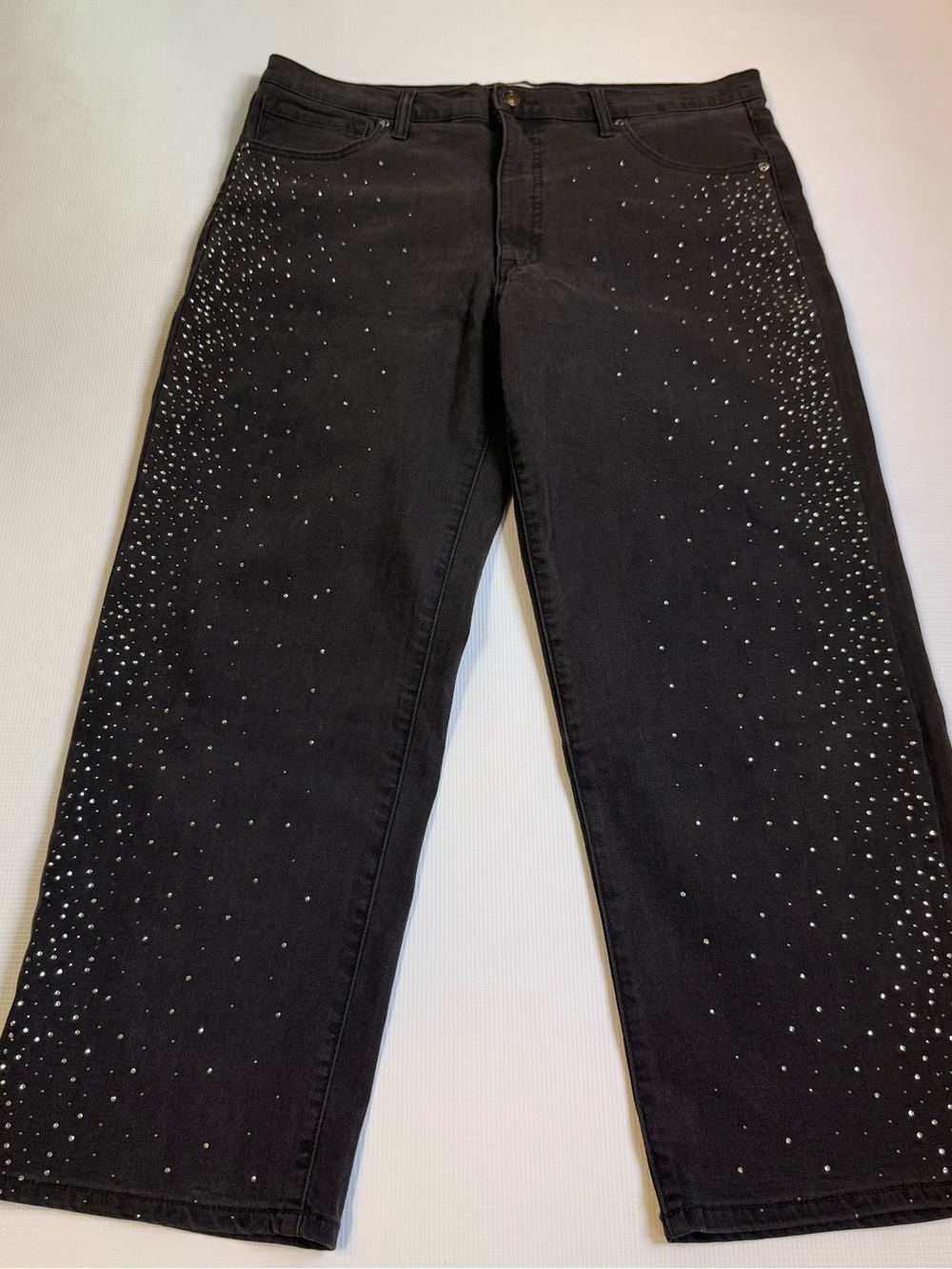sofia by sofia vergara Black Straight Leg Jeans with Rhinestone Accent
